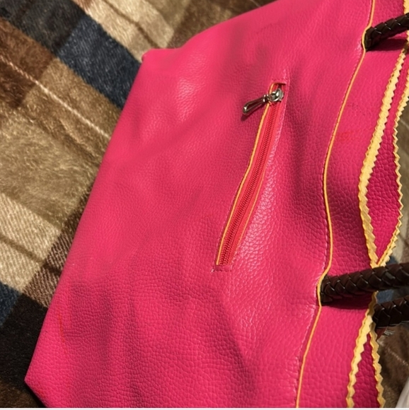 Vibrant Pink Tote with Floral Charms - Picture 13 of 16